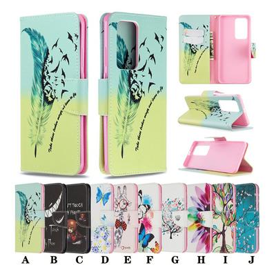 Colored Painting Anti-Fall Side Flip PU Leather + Soft TPU Stand with Magnetic Buckle and Card Slots Wallet Case for Huawei P40 Pro