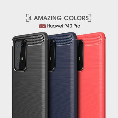 Carbon Fiber Pattern Brushed Shockproof Soft TPU Back Cover Case for Huawei P40 Pro