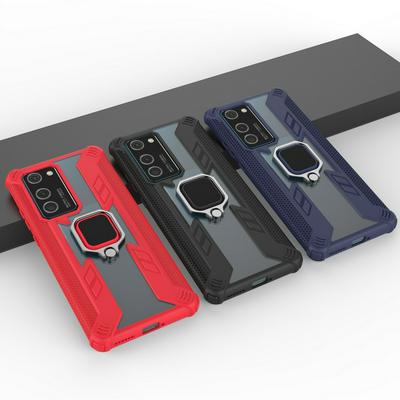 Predator Four-Corner Drop Protection Honeycomb Non-Slip with Magnetic Ring Bracket Hard PC Back + Soft TPU Bumper Back Cover Case for Huawei P40 Pro