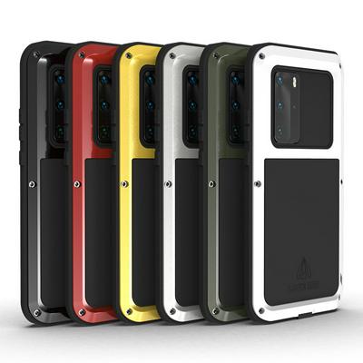 Love Mei Powerful Series Dust-Proof Shockproof Splash-Proof Silicone + Metal + Tempered Glass Back Cover Case for Huawei P40 Pro