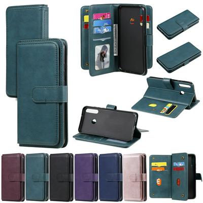 Solid Color Pattern Multifunctional Wallet Card Holder PU Leather Phone Case with Stand and 10 Card Slots for HUAWEI P40 Lite E