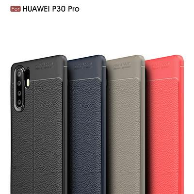 Litchi Pattern Shockproof Anti-Scratch Soft TPU Back Cover Protective Case for Huawei P30 Pro