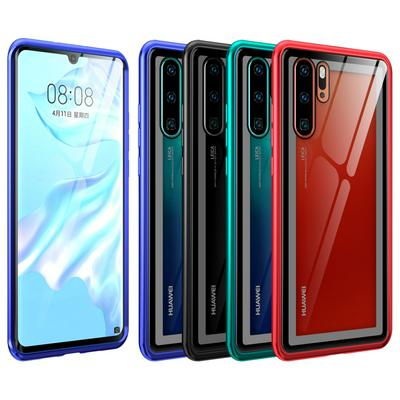 Ultra Slim Shockproof Anti-Scratch Tempered Glass Back + Metal Frame Back Cover Case for Huawei P30 Pro