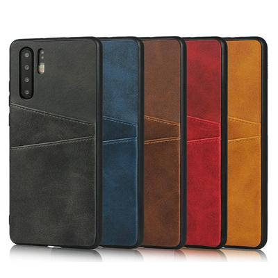 Card Phone Case for Huawei P30 Pro, Calfskin-like Leather Phone Cover with Two Card Slots