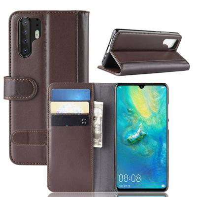 Side Flip Wallet Style Genuine Leather + Soft TPU Card Slots with Stand and Magnetic Buckle Case for Huawei P30 Pro 