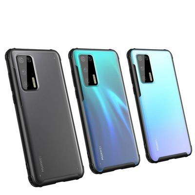 2 in 1 Detachable Frosted Transparent Anti-Fingerprint Hard PC Back + Soft TPU Frame Back Cover Case for Huawei P40