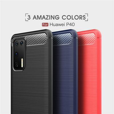 Carbon Fiber Pattern Brushed Shockproof Soft TPU Back Cover Case for Huawei P40