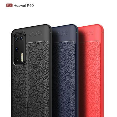 Litchi Pattern Shockproof Slim Soft TPU Back Cover Case for Huawei P40