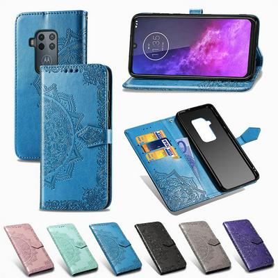 Relief Mandala Pattern Shockproof Side Flip PU Leather + Soft TPU Three Card Slots with Magnetic Buckle and Stand Wallet Case for Motorola One Zoom / One Pro