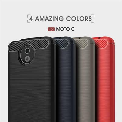 Carbon Fiber Brushed Non-Slip Shockproof Soft TPU Back Cover Case for Motorola Moto C