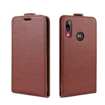 R64 Pattern Single Fold Edge Up and Down Vertical Flip PU Leather + Soft TPU with Card Slot and Magnetic Buckle Protective Case for Motorola Moto E6 Plus