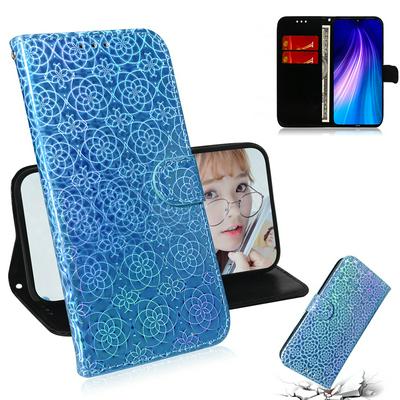 Solid Color Bright Shock-Absorption Side Flip PU Leather + Soft TPU Wrist Strap Magnetic Clasp with Card Slots and Stand Wallet Case for Xiaomi Redmi Note 8T