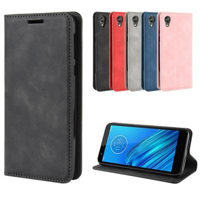Retro Pattern PU Leather + Soft TPU Card Slots with Stand Support and Wallet Magnetic Absorb Protective Case for Motorola Moto E6