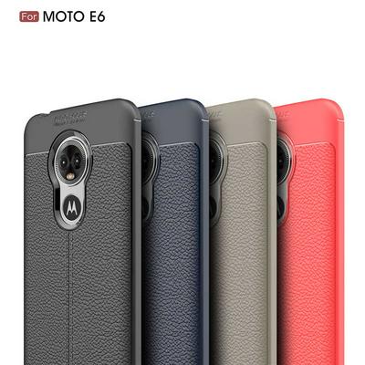 Litchi Pattern Anti-Scratch Shockproof Soft TPU Back Cover Case for Motorola Moto E6