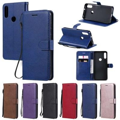 Solid Color Pattern Scratch Resistant Clamshell PU Leather Phone Protective Case with Lanyard&Card Slots for Motorola Moto E7