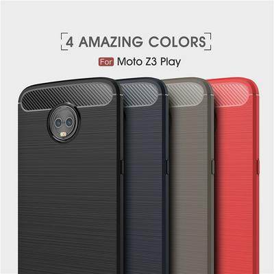 Carbon Fiber Pattern Brushed Shockproof Soft TPU Back Cover Case for Motorola Moto Z3 Play