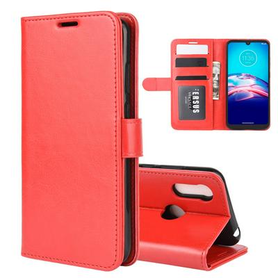R64 Pattern Single Folding Edge Left and Right Open Scratch Resistant PU Leather Phone Cover with Stand and Card Slots for Motorola Moto E6S(2020)