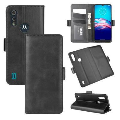 Retro Side Flip Shockproof Anti-Scratch PU Leather + Soft TPU Picture Frame Double Buckles with Stand and Card Slots Wallet Case for Motorola Moto E6s (2020)