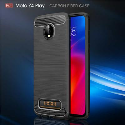 Brushed Texture Non-Slip Anti-Scratch Shockproof Soft TPU Back Cover Case for Motorola Moto Z4 Play