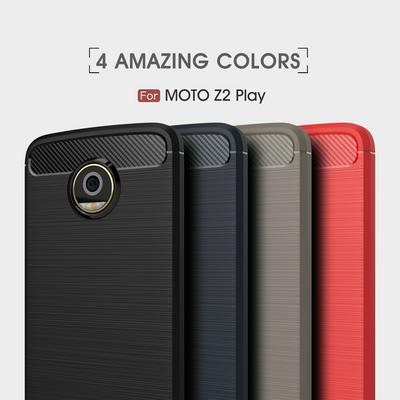 Carbon Fiber Pattern Brushed Shockproof Soft TPU Back Cover Case for Motorola Moto Z2 Play / Z Play (2nd Gen)