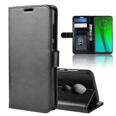 R64 Texture Single Fold Edge Anti-Drop Side Flip PU Leather + Soft TPU Card Slots with Picture Frame Stand and Magnetic Buckle Wallet Protective Case for Motorola Moto G7 / G7 Plus