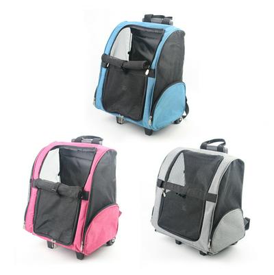 Pet Travel Carrier Multi-functional Mesh Backpack Wheel Around Luggage Bag