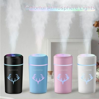 500ML Large Capacity Creative Elk Humidifier USB Charging Portable Purifier Car Sprayer with Colorful Atmosphere Lights