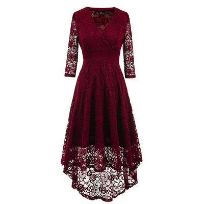Retro Women Slim Waist Lace V-collar Night Party Dress Bridesmaid Dresses