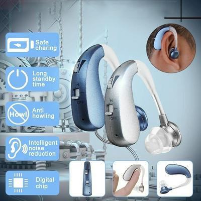 Rechargeable Mini Digital Hearing Aid Amplifier Wireless Ear Aids for Elderly Moderate to Severe Loss Drop