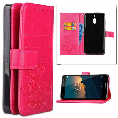Embossed Lucky Four-Leaf Clover Pattern Shockproof Anti-Scratch PU Leather + Soft TPU Card Slot with Hand Rope Magnetic Buckle and Stand Wallet Case for Xiaomi Mi 8 