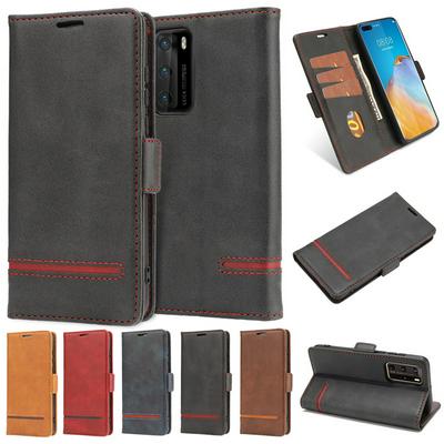 016 Business Model Horizontal Stitching Series PU Leather + Soft TPU Magnetic Buckle with Stand and Card Slots Wallet Case for Huawei P4