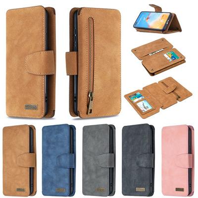 Frosted Zipper Wallet BF07 Type Detachable Scratch Resistant PU Leather Phone Case for HUAWEI P40