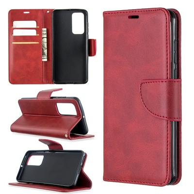 Solid Lambskin Pattern Wrist Strap Style Anti-Fall Side Flip PU Leather + Soft TPU Stand with Magnetic Buckle and Card Slots Wallet Case for Huawei P40