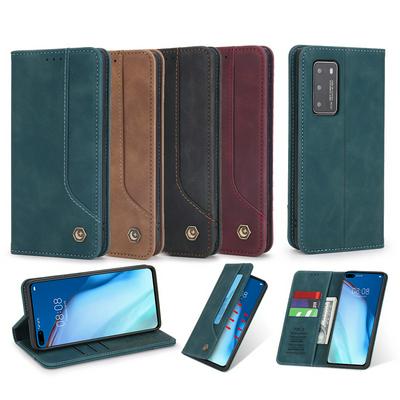 008 Retro Strong Magnetic Side Flip PU Leather + Soft TPU with Card Slots and Stand Wallet Case for Huawei P40 