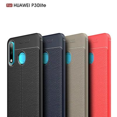Litchi Pattern Anti-Scratch Shockproof Soft TPU Back Cover Case for Huawei P30 Lite