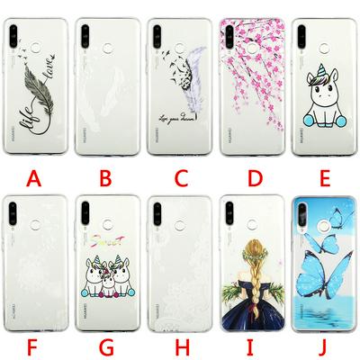Relief Pattern Anti-Scratch Transparent Soft TPU Back Cover Case for Huawei P30 Lite