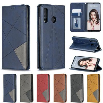 HUAWEI P30 PU+TPU Clamshell Phone Case Geometric Mosaic Pattern Retro Simple Solid Color Style Leather Phone Case for HUAWEI P30 LITE Phone Case