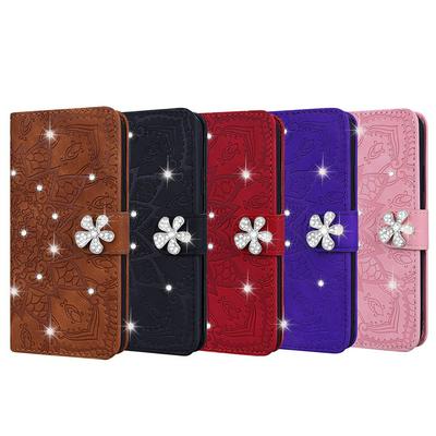 Wallet Phone Case for HUAWEI Nova 5, Calf Embossed (paste diamond) Leather Phone Cover With Card Slots