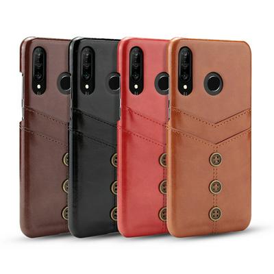 Case for Huawei P30 Lite, Leather Card Holder Phone Cover with Bronze Buttons on the Back