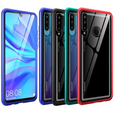 Ultra Slim Shockproof Anti-Scratch Tempered Glass Back + Metal Frame Back Cover Case for Huawei P30 Lite