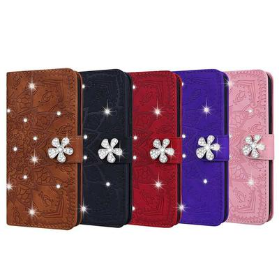 Wallet Phone Case for HUAWEI Mate 20 Pro, Calf Embossed (paste diamond) Leather Phone Cover With Card Slots