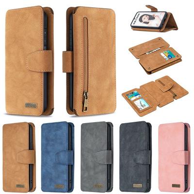 Frosted Zipper Wallet BF07 Type Detachable Scratch Resistant PU Leather Phone Case for HUAWEI P Smart(2019)