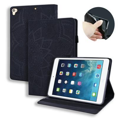 Embossed Calf Pattern Side Flip Shockproof PU Leather + Soft TPU Pen Holder Picture Frame with Card Slots and Stand Wallet Case for iPad 5 / 6 / 9.7 (2018)