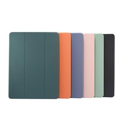 Solid Color Voltage Tri-Fold Side Flip Skin Feeling Shockproof PU Leather + Transparent Soft TPU with Stand and Pen Slot Wallet Protective Case for iPad 9.7 (2018) / iPad 9.7 / iPad 9.7 (2017) / iPad 2017