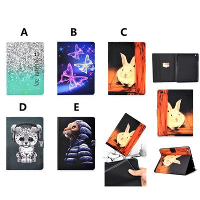 Colored Painting Card Holder Magnetic Flip TPU + PU Leather Protector Case for Samsung Galaxy Tab E 9.6 T560