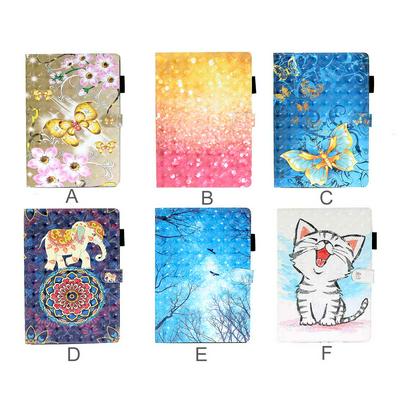 Cat Elephant Winter Colored Painting PU Leather + Soft TPU Card Holder with Stand Support Cover Case for iPad Mini 4 