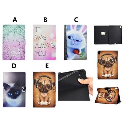Rabbit Cat Music Dog Colored Painting Card Holder Magnetic Flip TPU + PU Leather Protector Case for iPad Pro 11（2018）