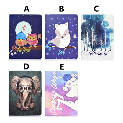 Fox Owl Elephant Pegasus Colored Painting Card Holder Magnetic Flip TPU + PU Leather Protector Case for iPad Pro 11（2018）