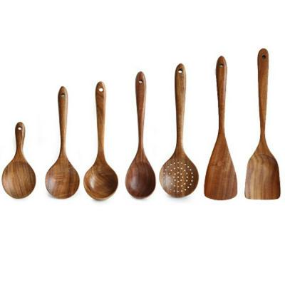 Thai Teak No Paint Solid Wood Spatula Kitchen Cooking Soup Wooden Spoon Spatula Series