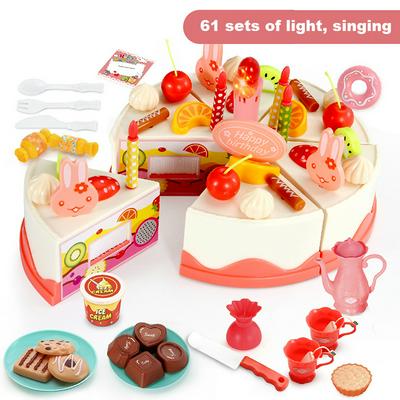 Simulation Noon Tea DIY Fruit Cutting Birthday Cake Cutlery Set Framily Play Toy House Kitchen Educational Toys